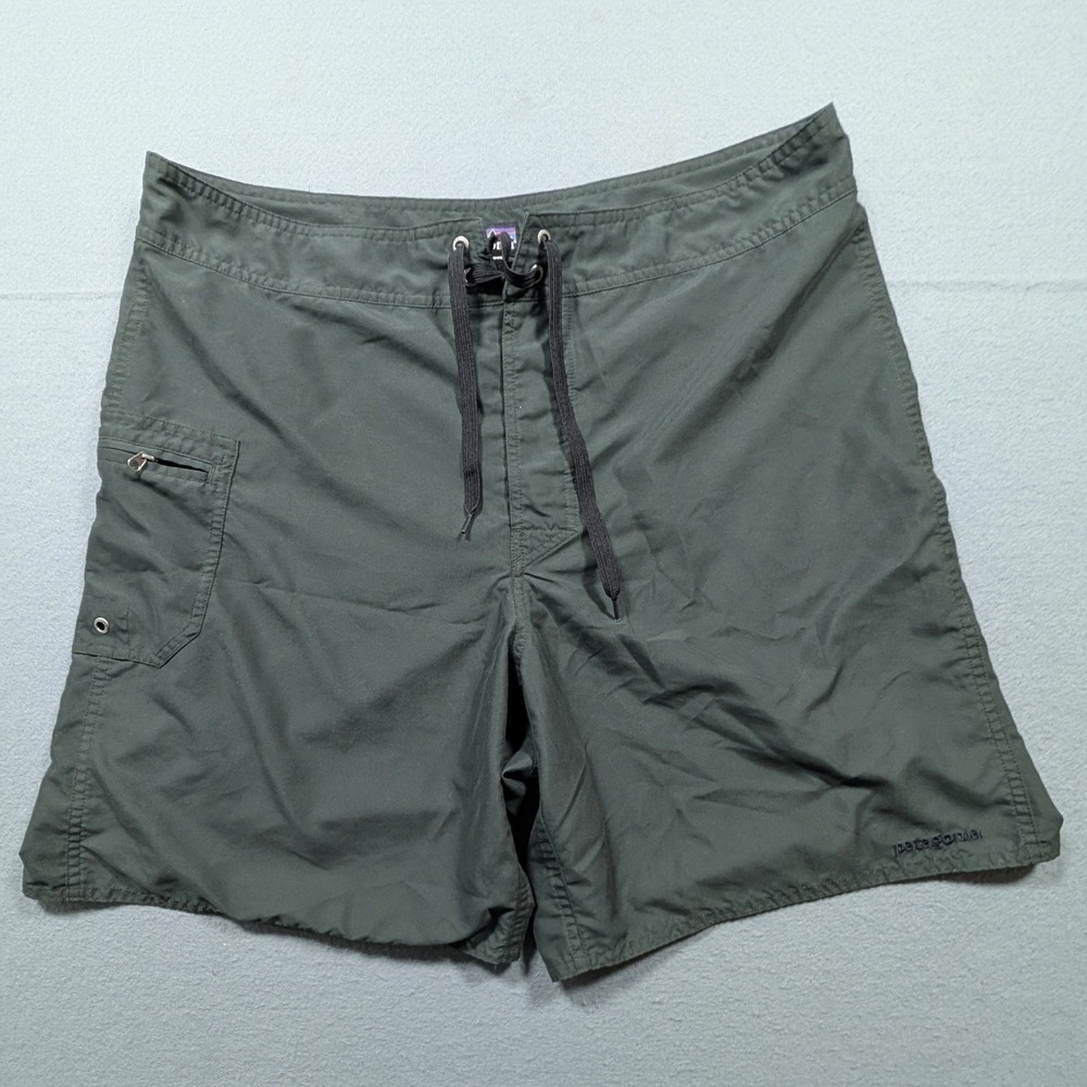 Patagonia Board Shorts Mens 36 Green Wavefarer Swim Trunks Surf